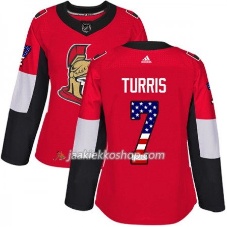 Nainen NHL Ottawa Senators Pelipaita Kyle Turris 7 Adidas 2017-2018 Punainen USA Flag Fashion Authentic